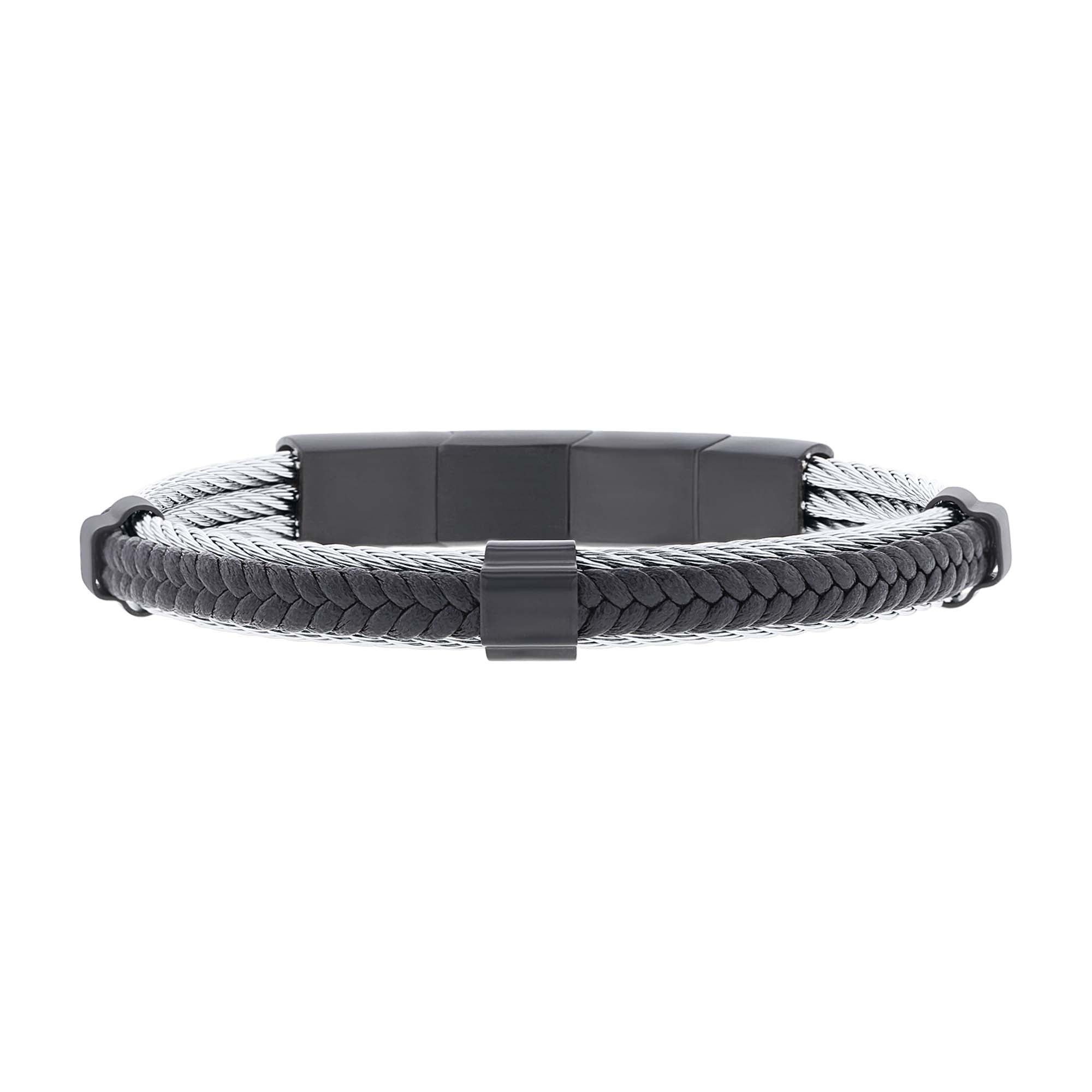 Hugo Stainless Steel and Leather Bracelet