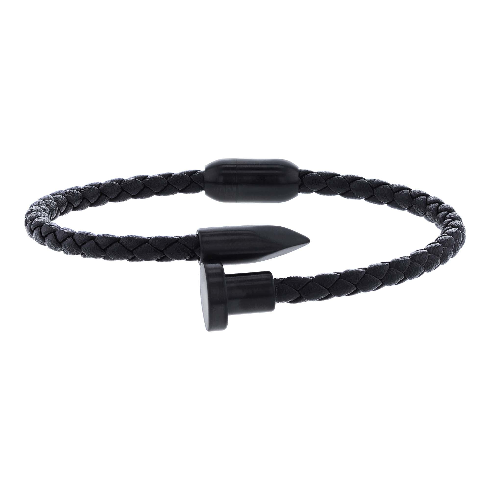 Leonard Stainless Steel & Leather Bracelet