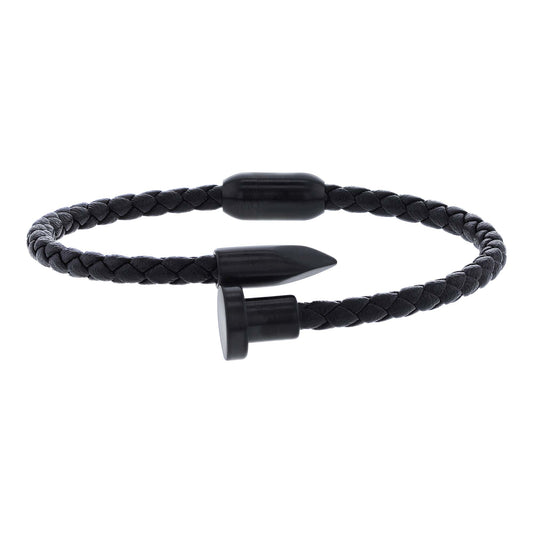 Leonard Stainless Steel & Leather Bracelet