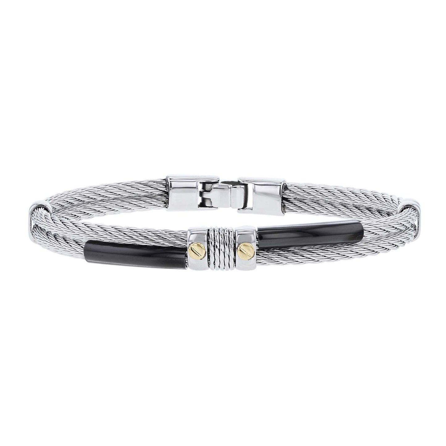 Horatio Stainless Steel & 18K Gold Cable Bracelet