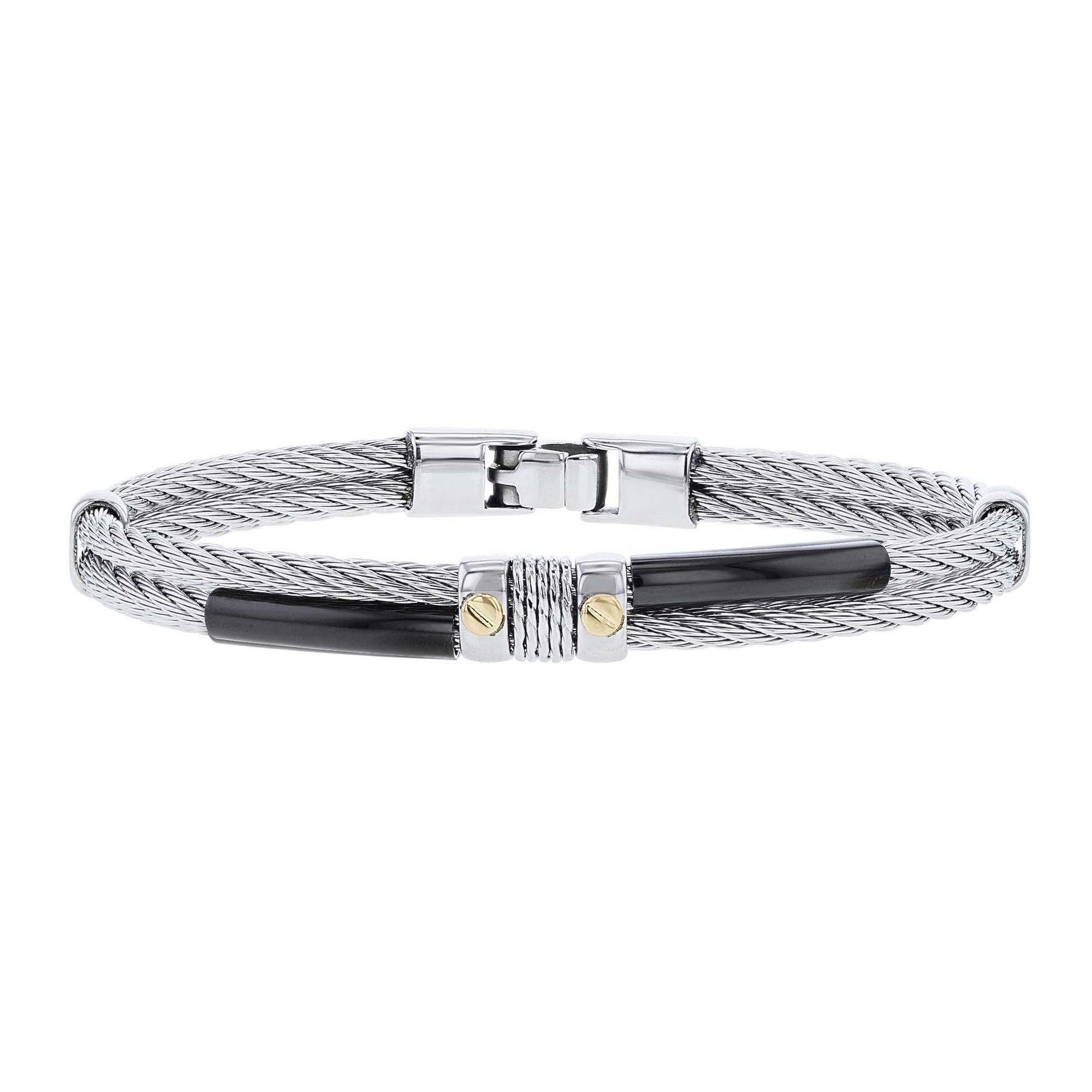Horatio Stainless Steel & 18K Gold Cable Bracelet