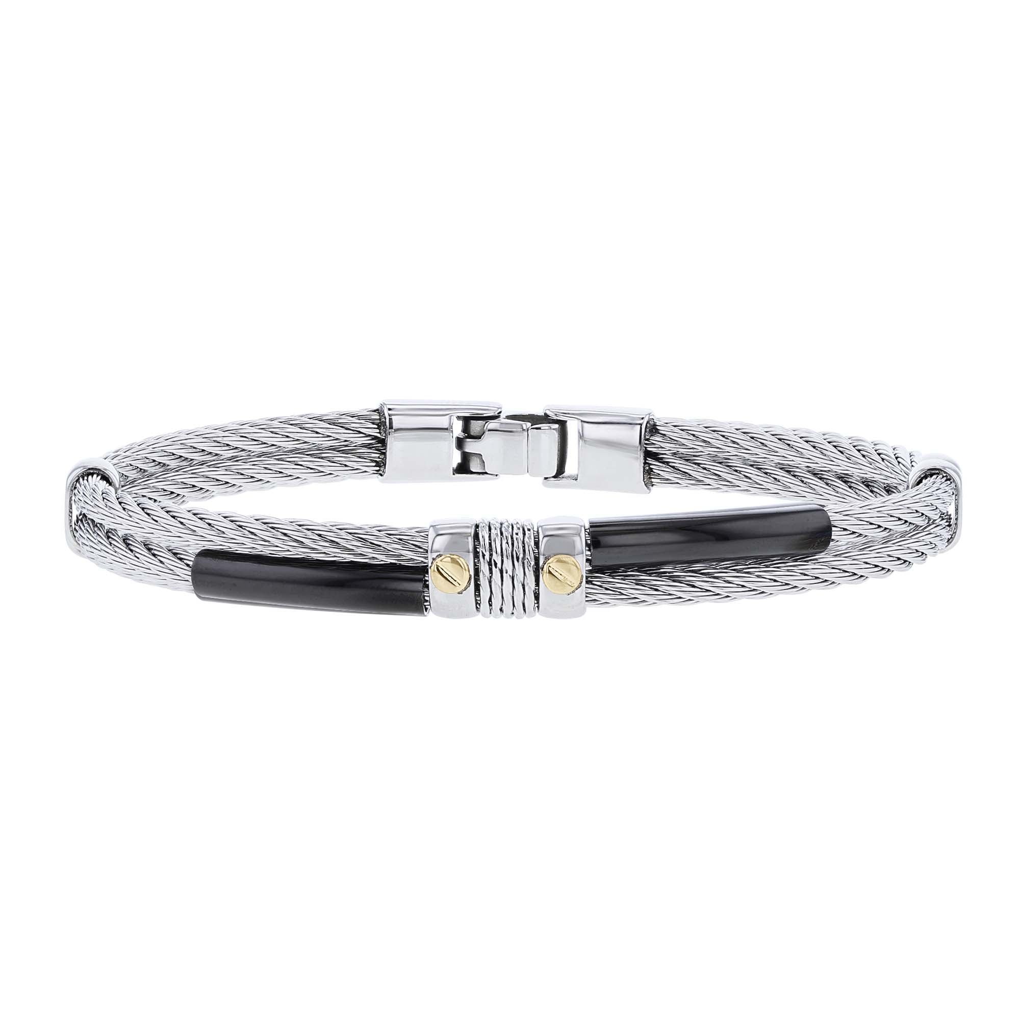 Horatio Stainless Steel & 18K Gold Cable Bracelet