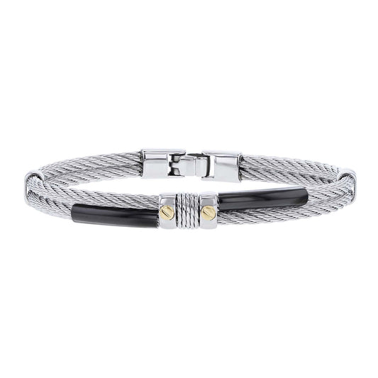 Horatio Stainless Steel & 18K Gold Cable Bracelet