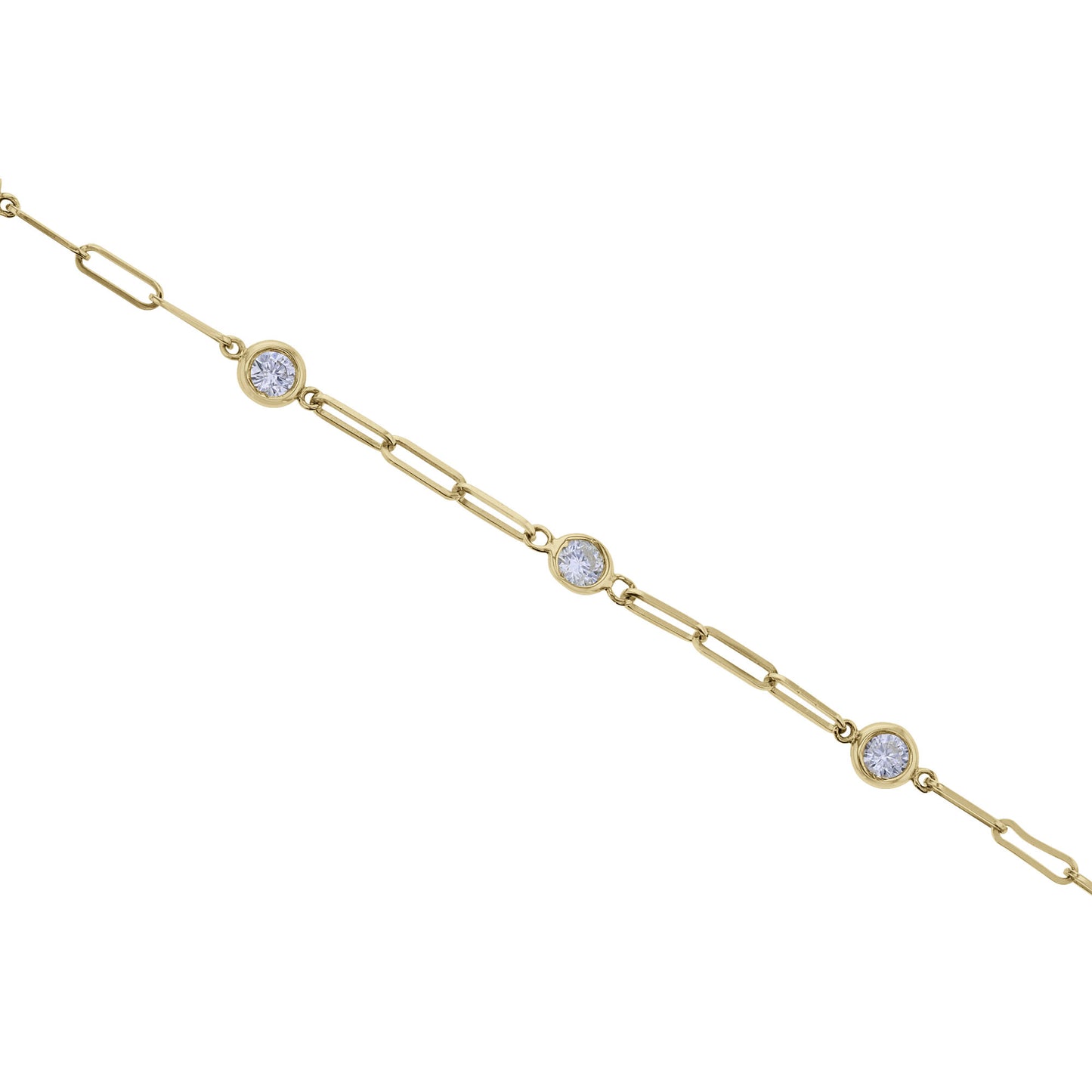 Modern Paper Clip Station Diamond Bracelet 3/4ctw