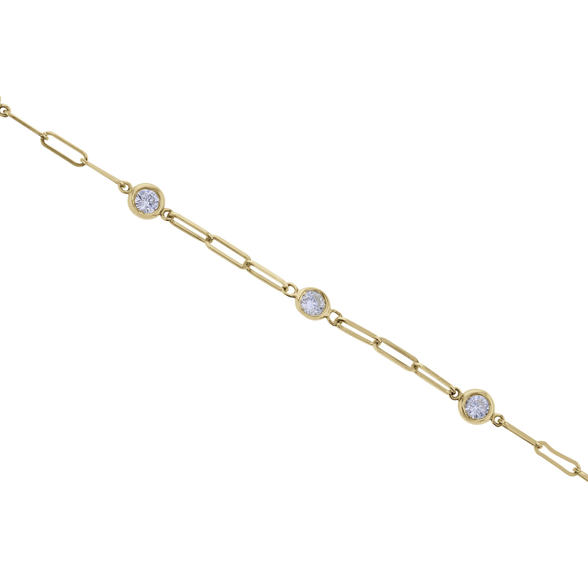 Modern Paper Clip Station Diamond Bracelet 3/4ctw