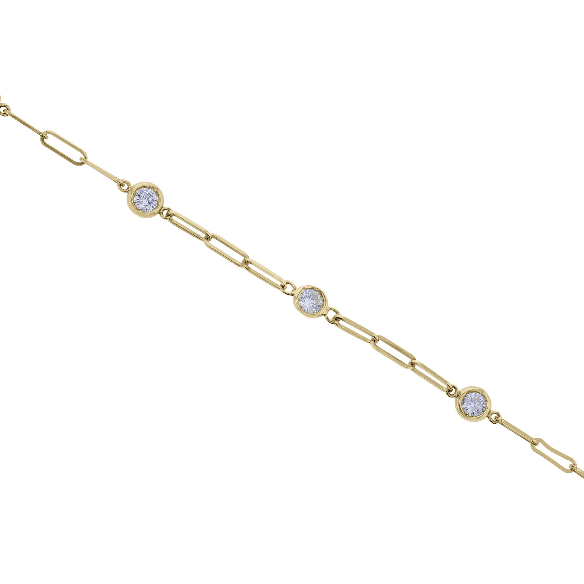 Modern Paper Clip Station Diamond Bracelet 3/4ctw