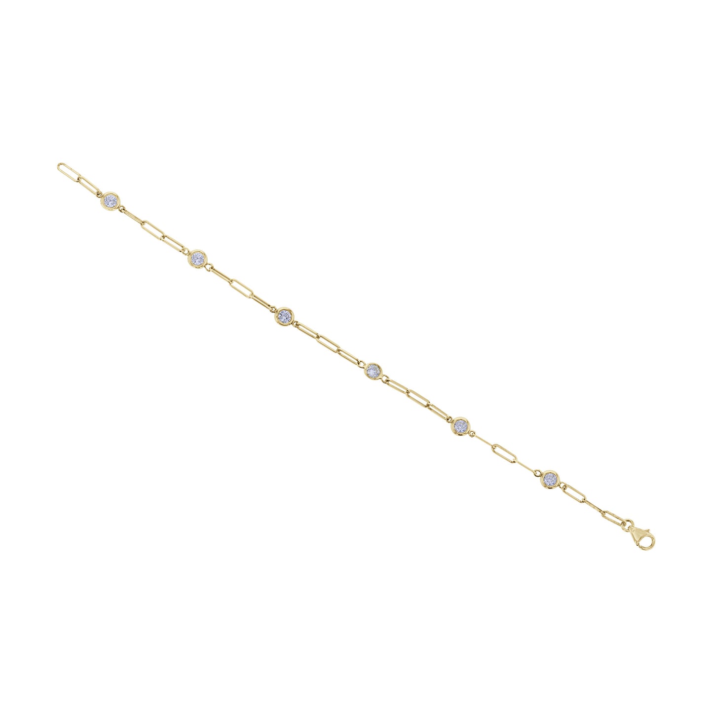 Modern Paper Clip Station Diamond Bracelet 3/4ctw