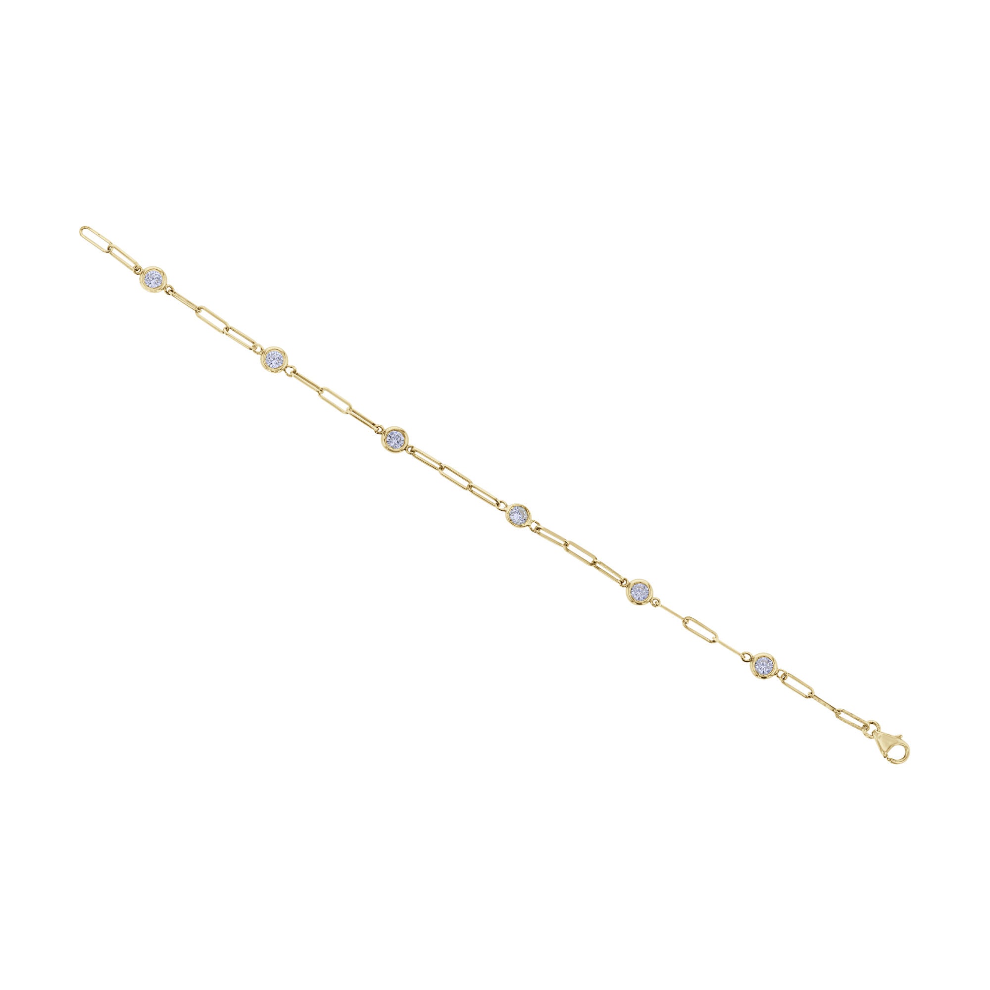 Modern Paper Clip Station Diamond Bracelet 3/4ctw