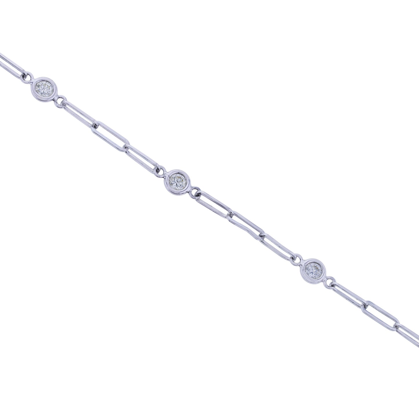 Modern Paper Clip Station Diamond Bracelet 1/2ctw