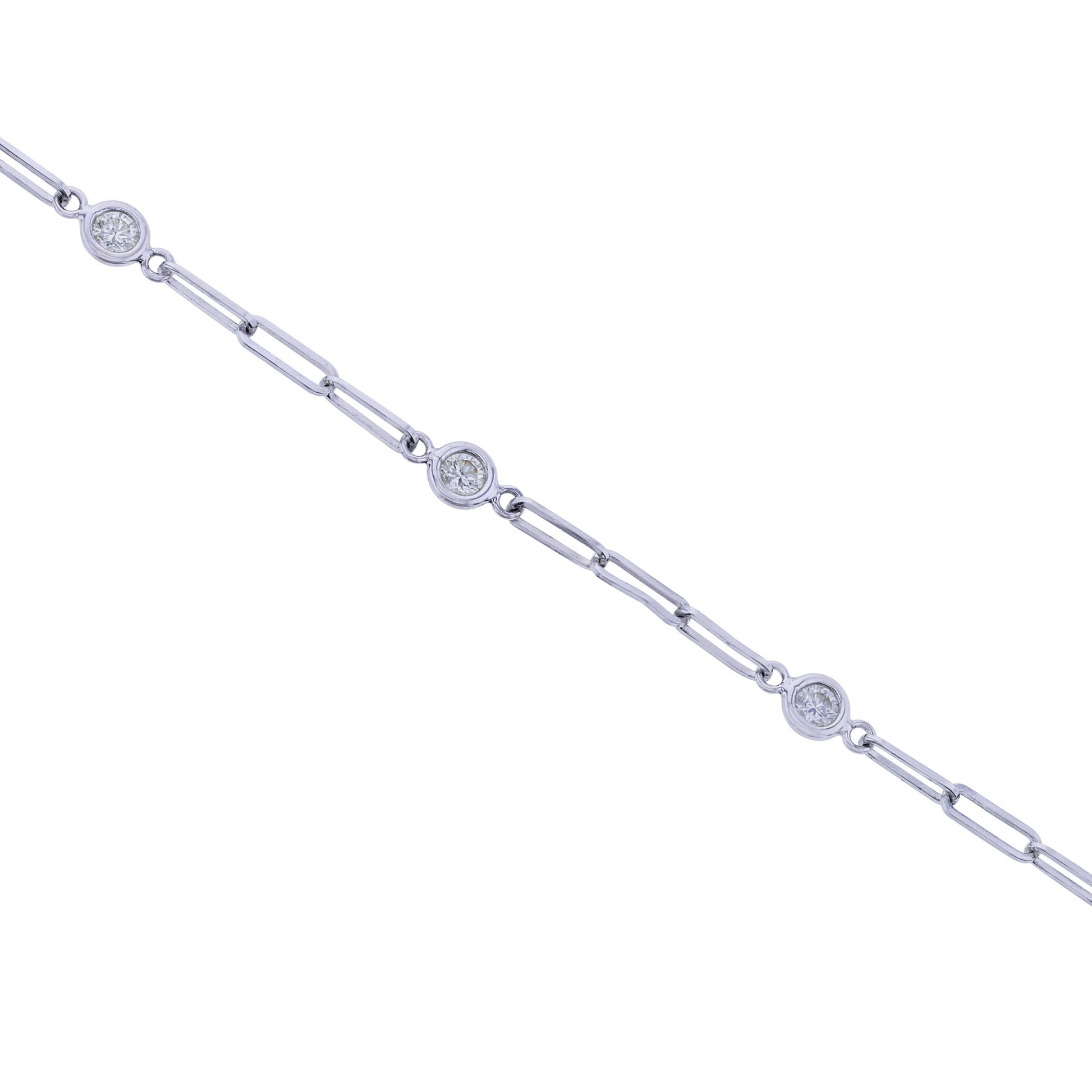 Modern Paper Clip Station Diamond Bracelet 1/2ctw