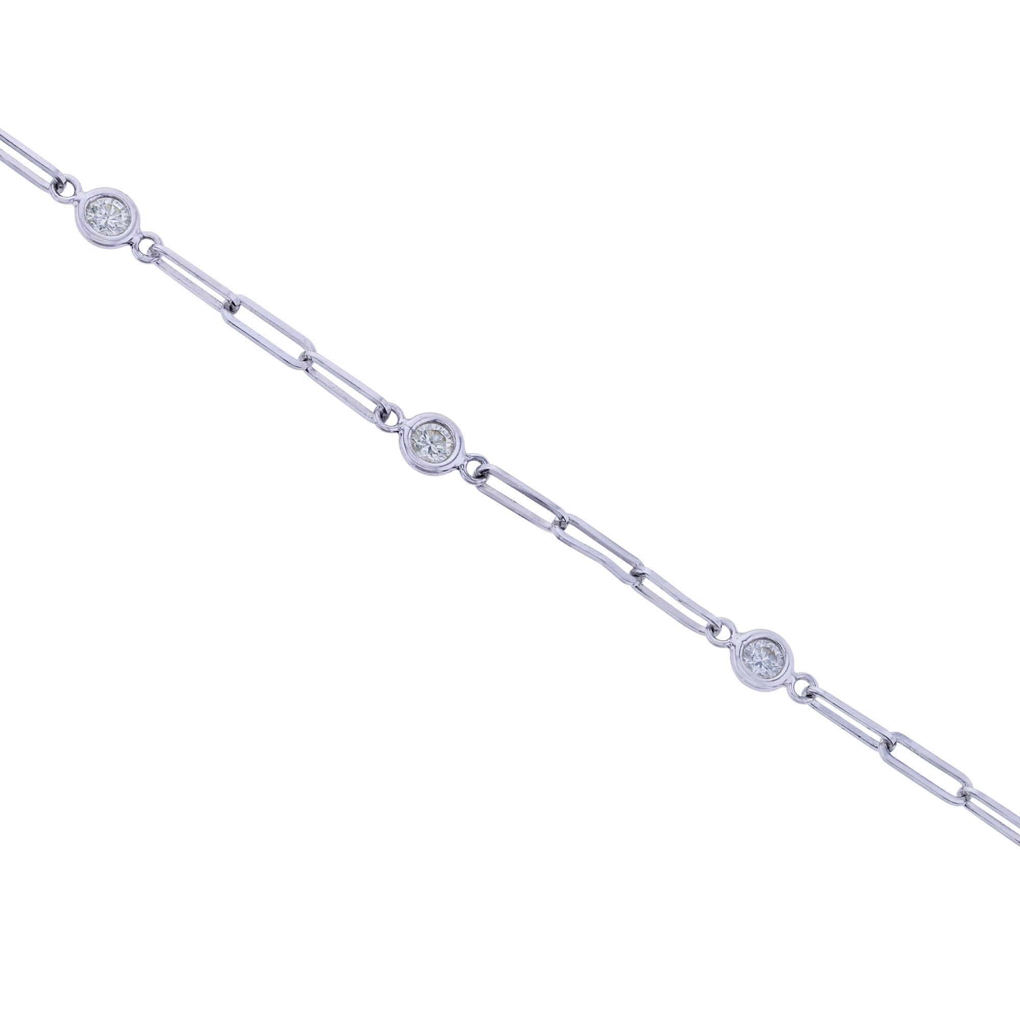 Modern Paper Clip Station Diamond Bracelet 1/2ctw
