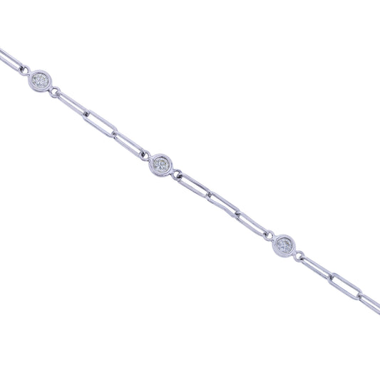 Modern Paper Clip Station Diamond Bracelet 1/2ctw