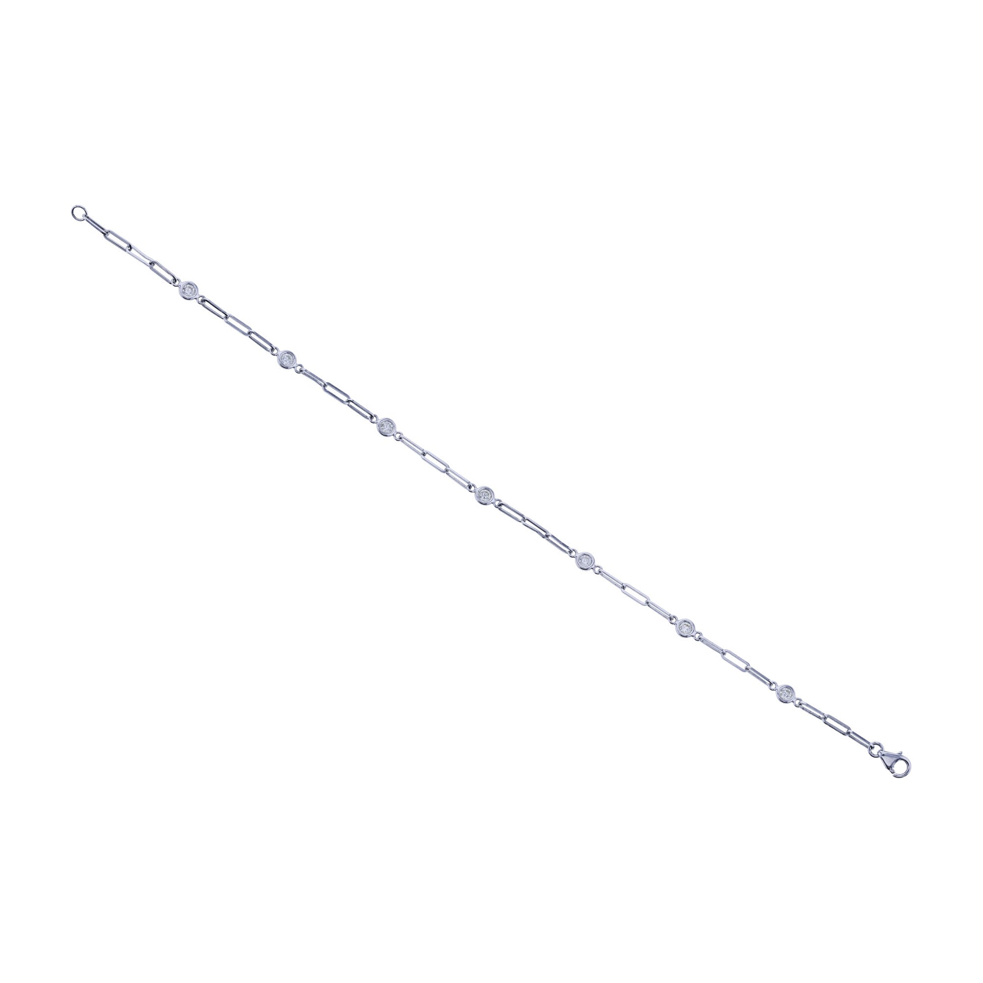 Modern Paper Clip Station Diamond Bracelet 1/2ctw