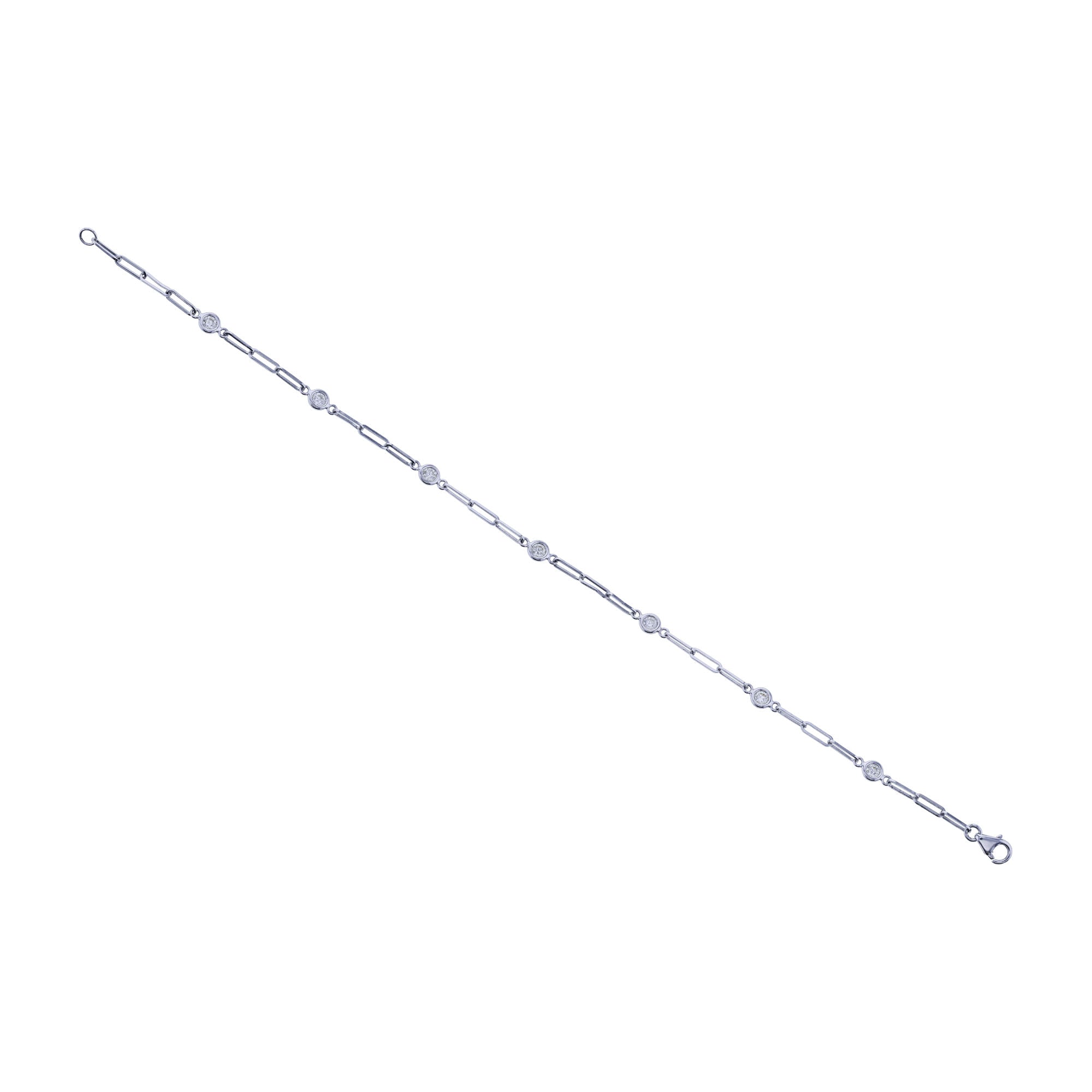 Modern Paper Clip Station Diamond Bracelet 1/2ctw