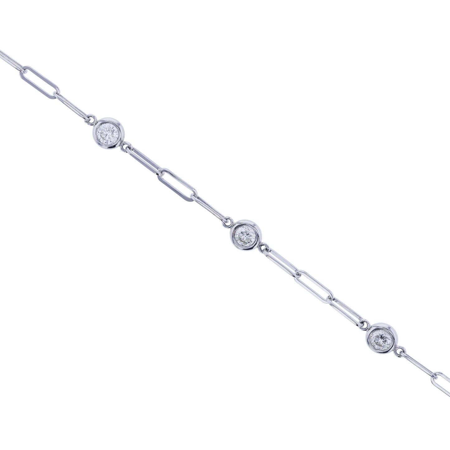 Modern Paper Clip Station Diamond Bracelet 3/4ctw