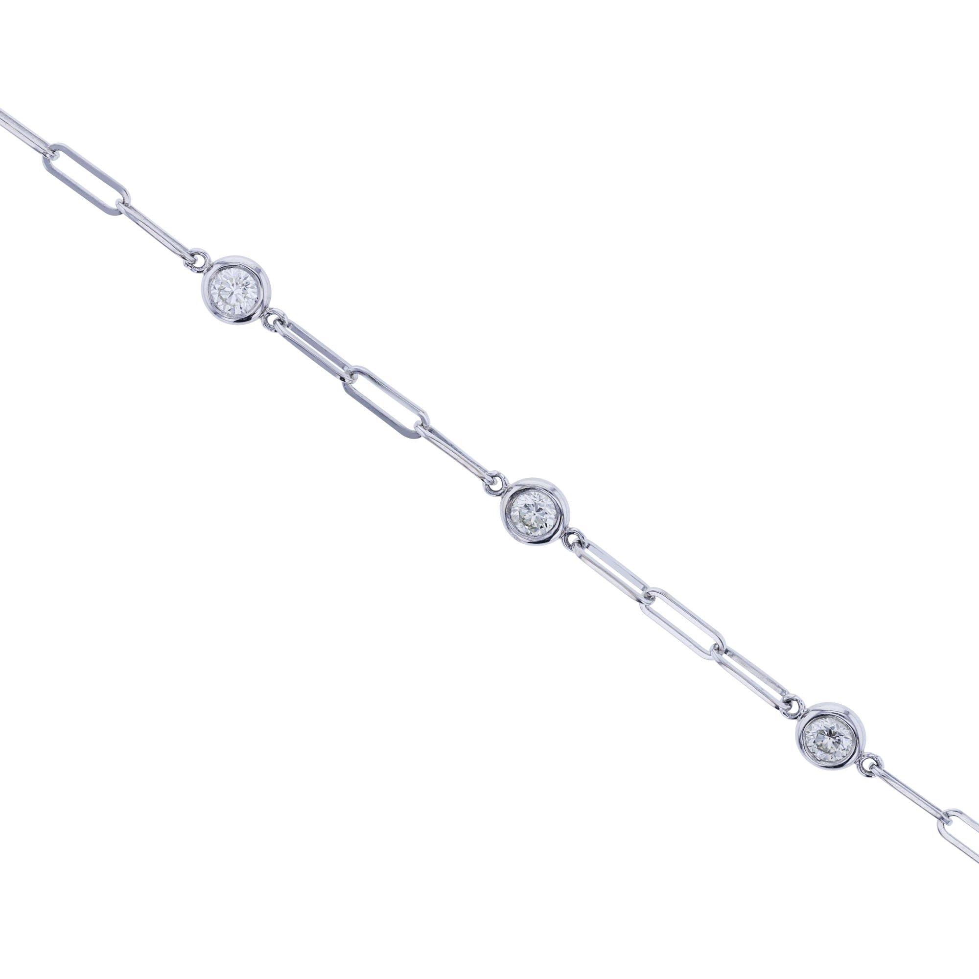 Modern Paper Clip Station Diamond Bracelet 3/4ctw