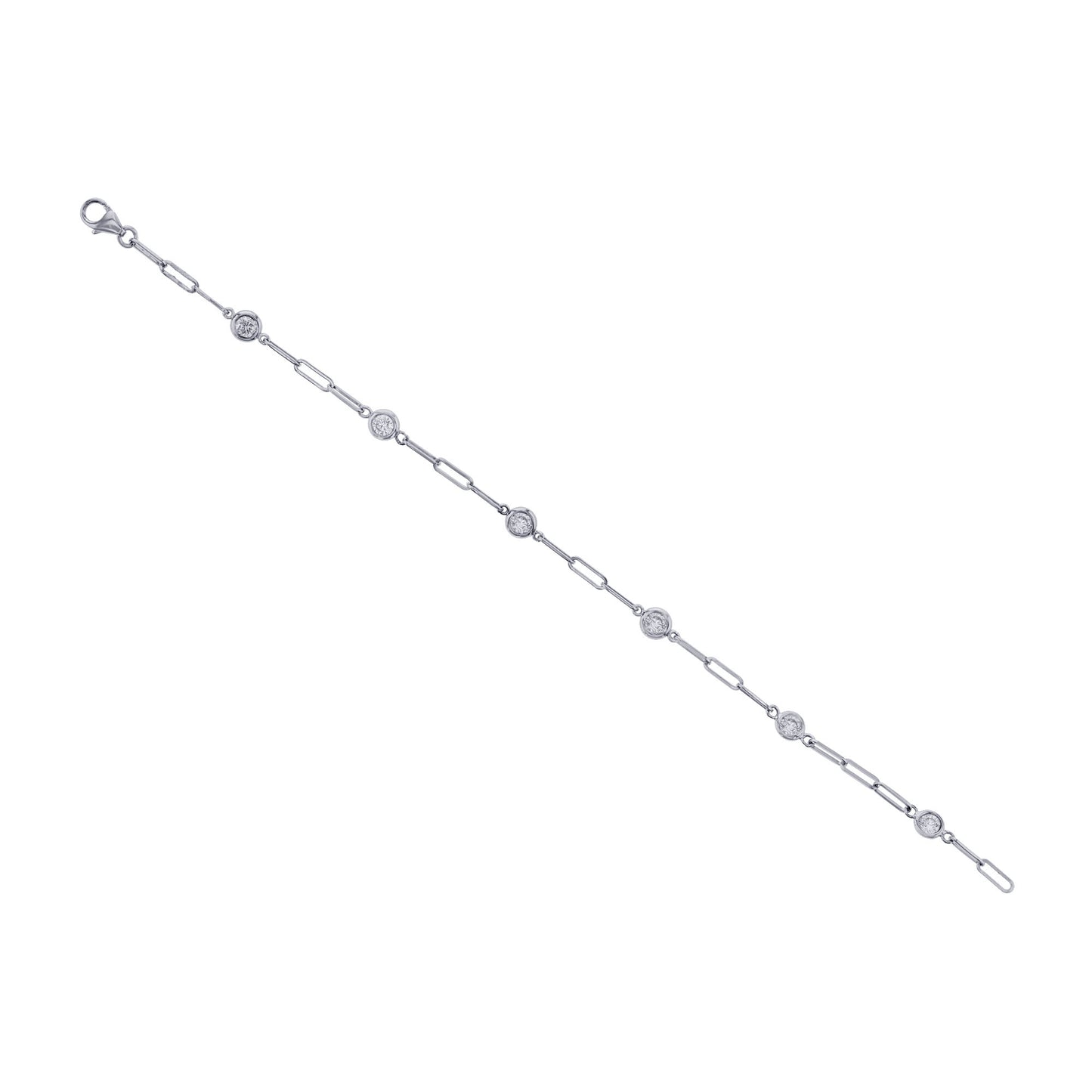 Modern Paper Clip Station Diamond Bracelet 3/4ctw
