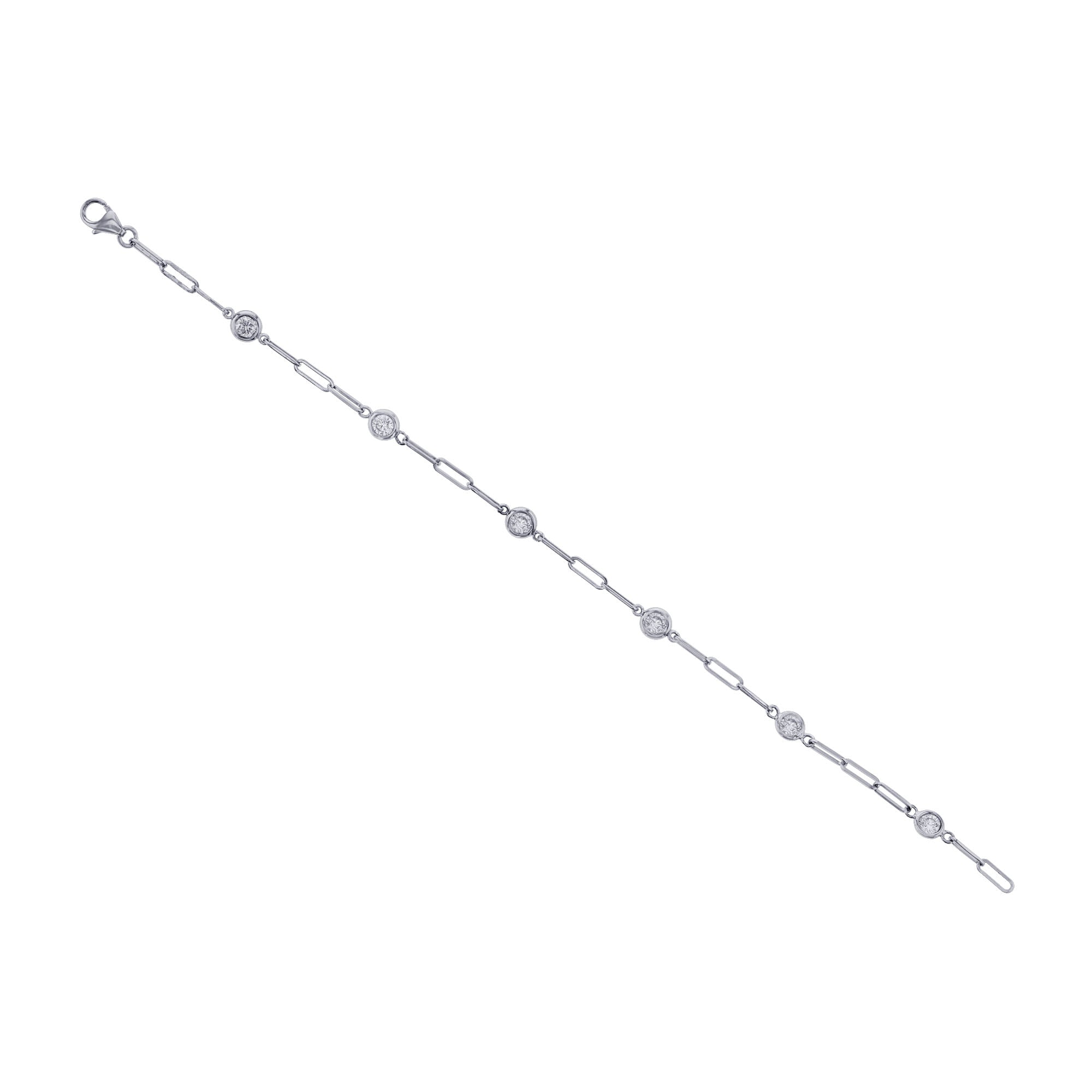 Modern Paper Clip Station Diamond Bracelet 3/4ctw