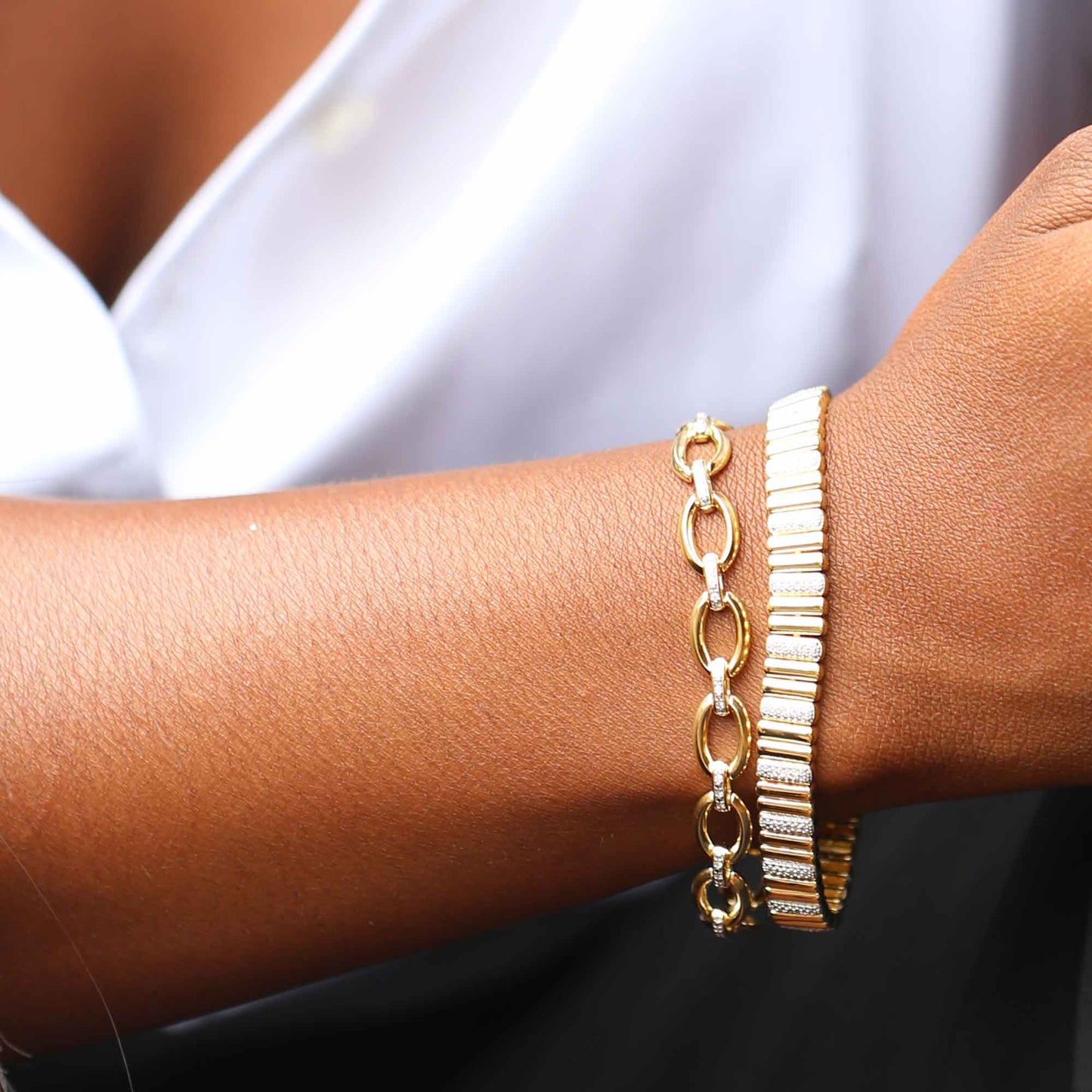 Loren Oval Link Diamond Bracelet