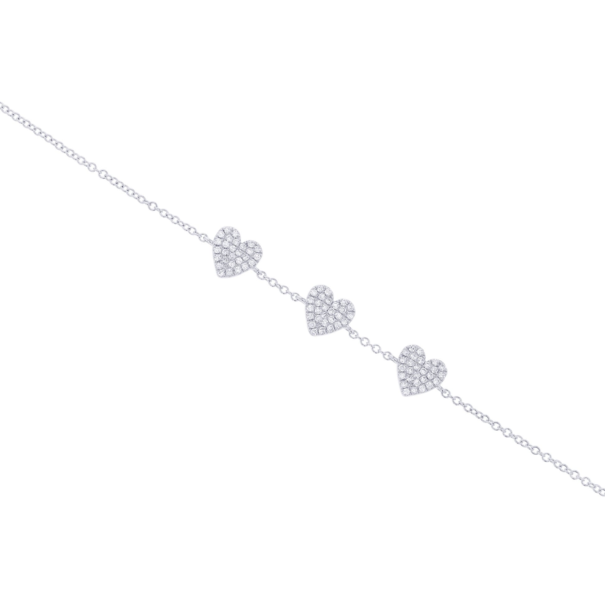 Hearts Trio Chain Diamond Bracelet