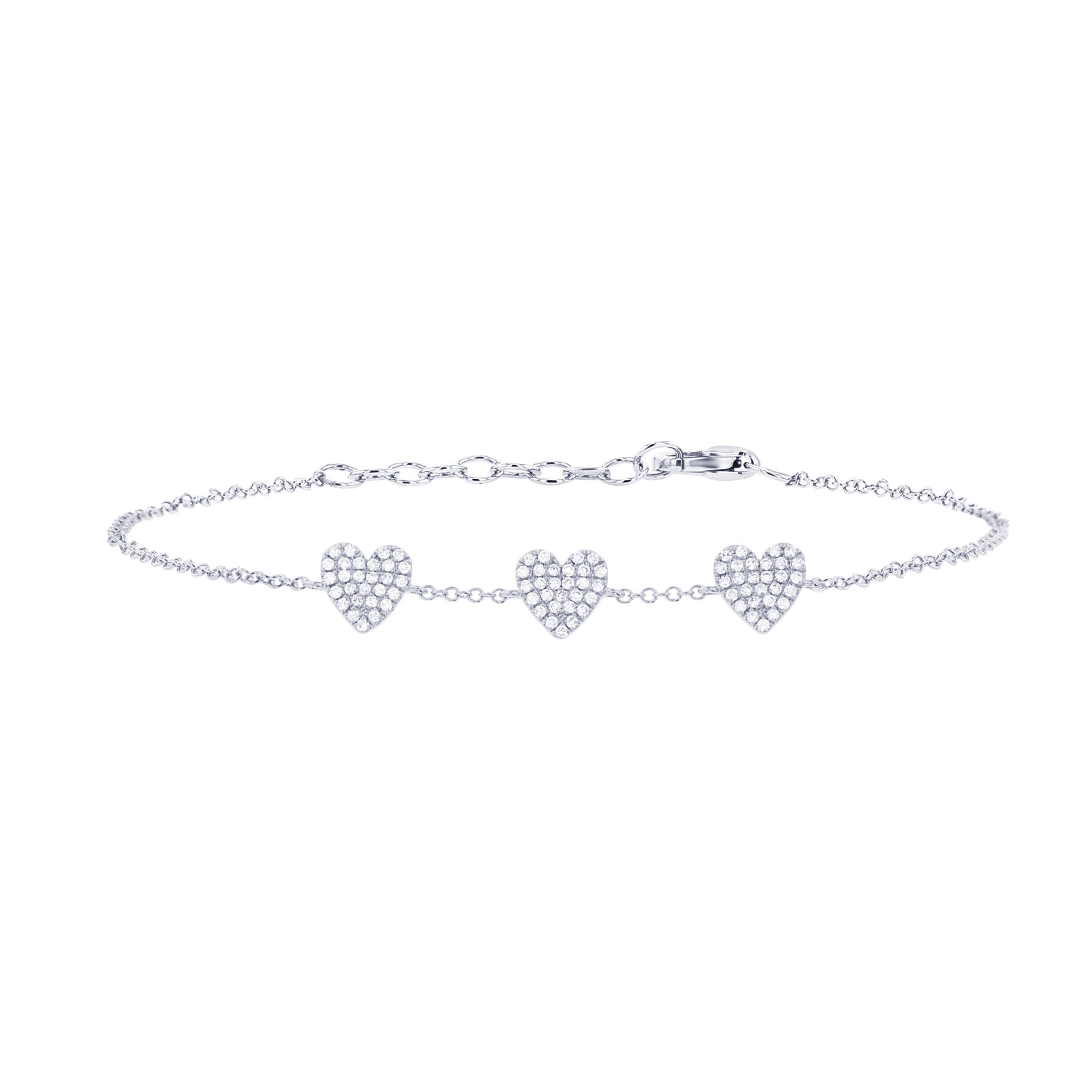 Hearts Trio Chain Diamond Bracelet