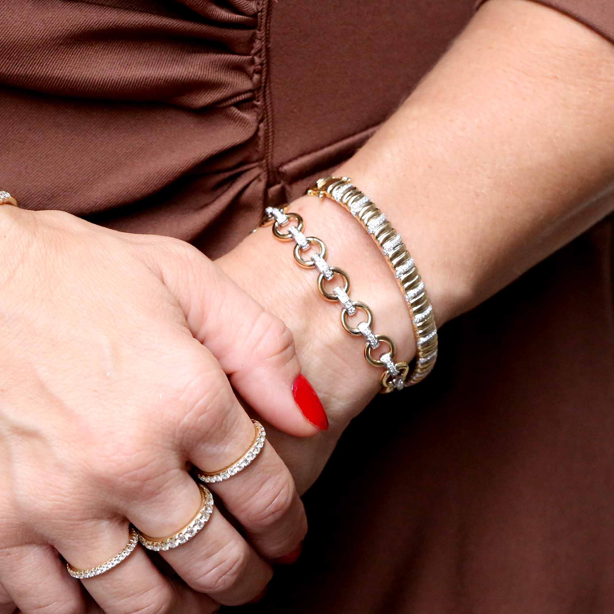 Golden Swirl Diamond Bangle Bracelet