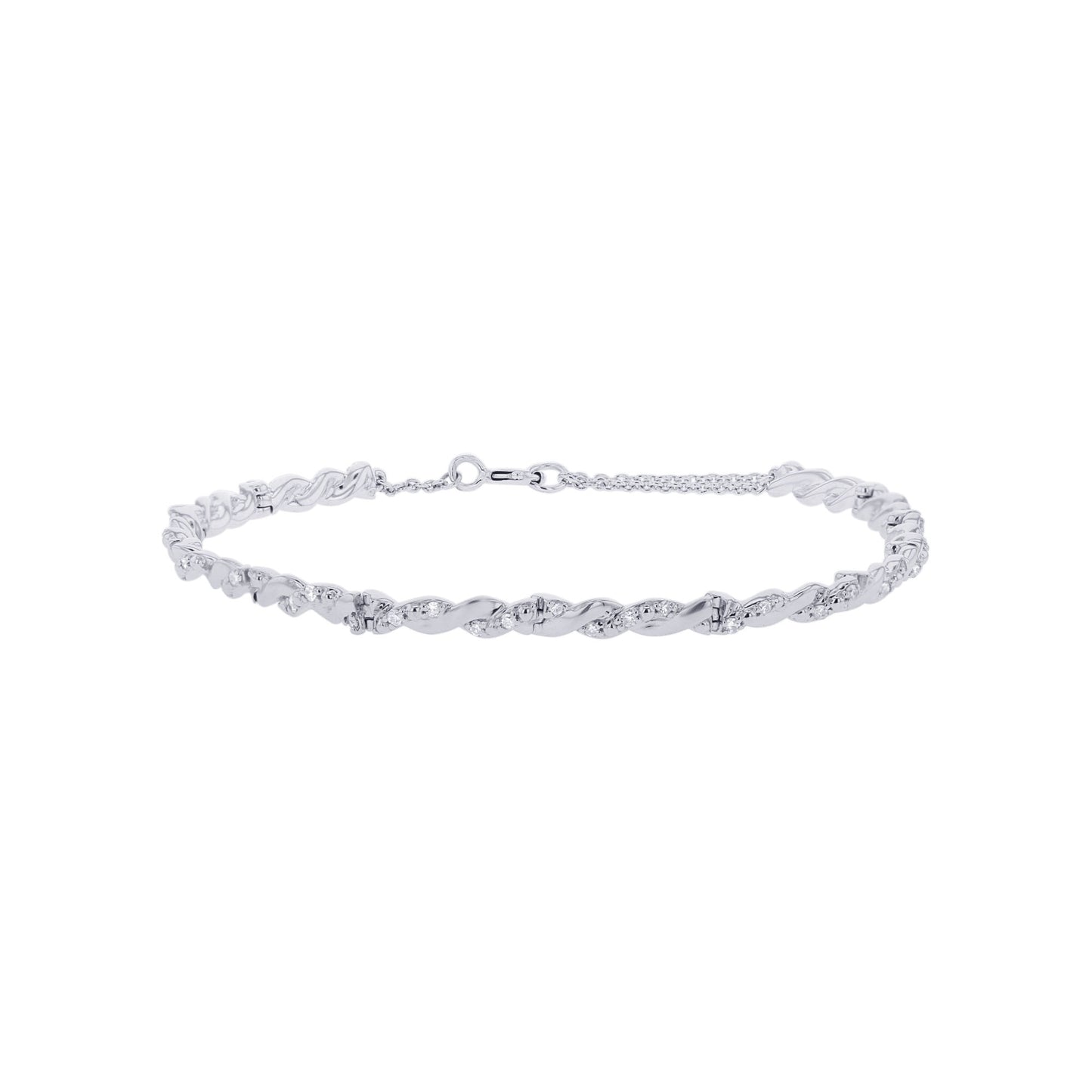 Silver Twisted Diamond Chain Bracelet