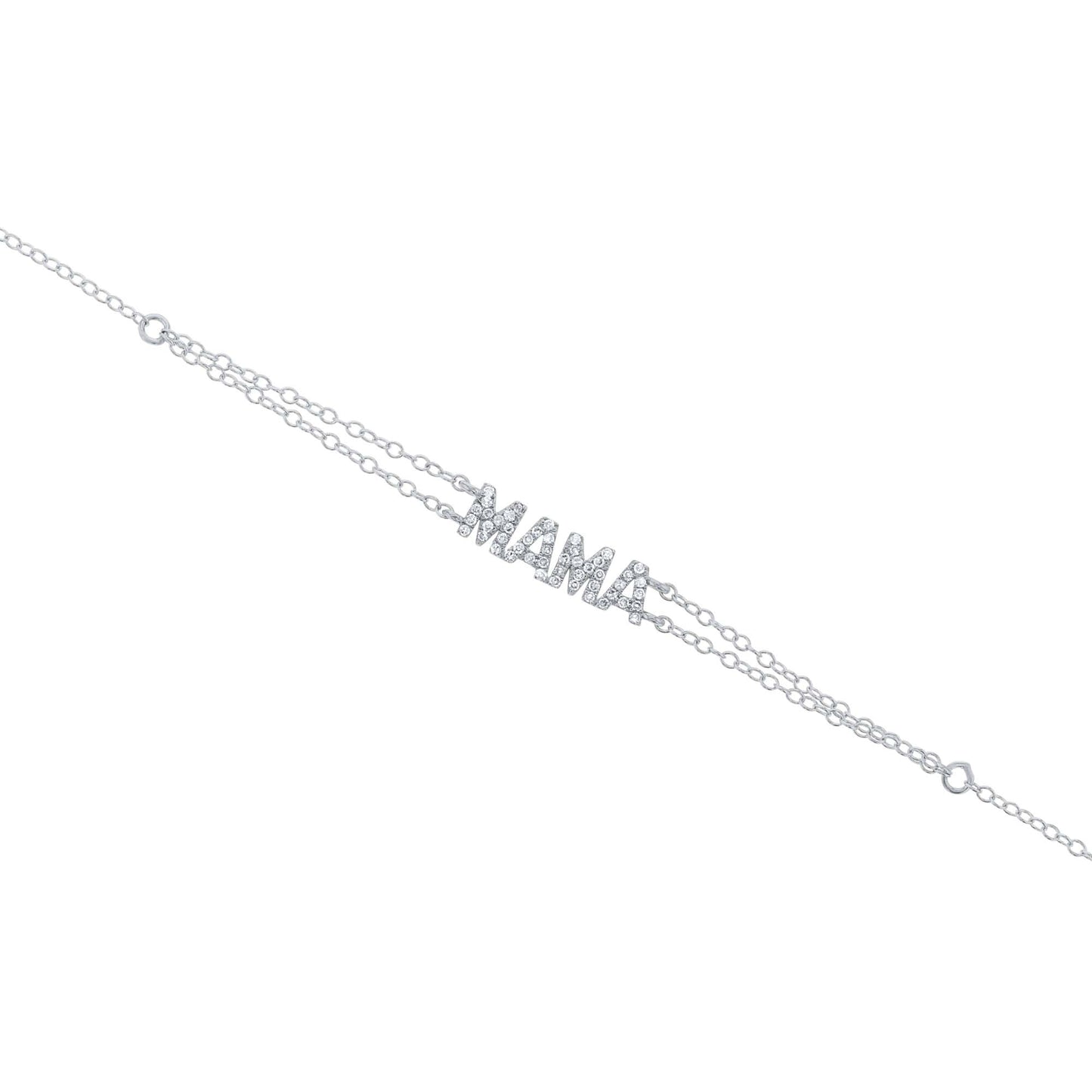 Silver Mama Block Letter Diamond Bracelet