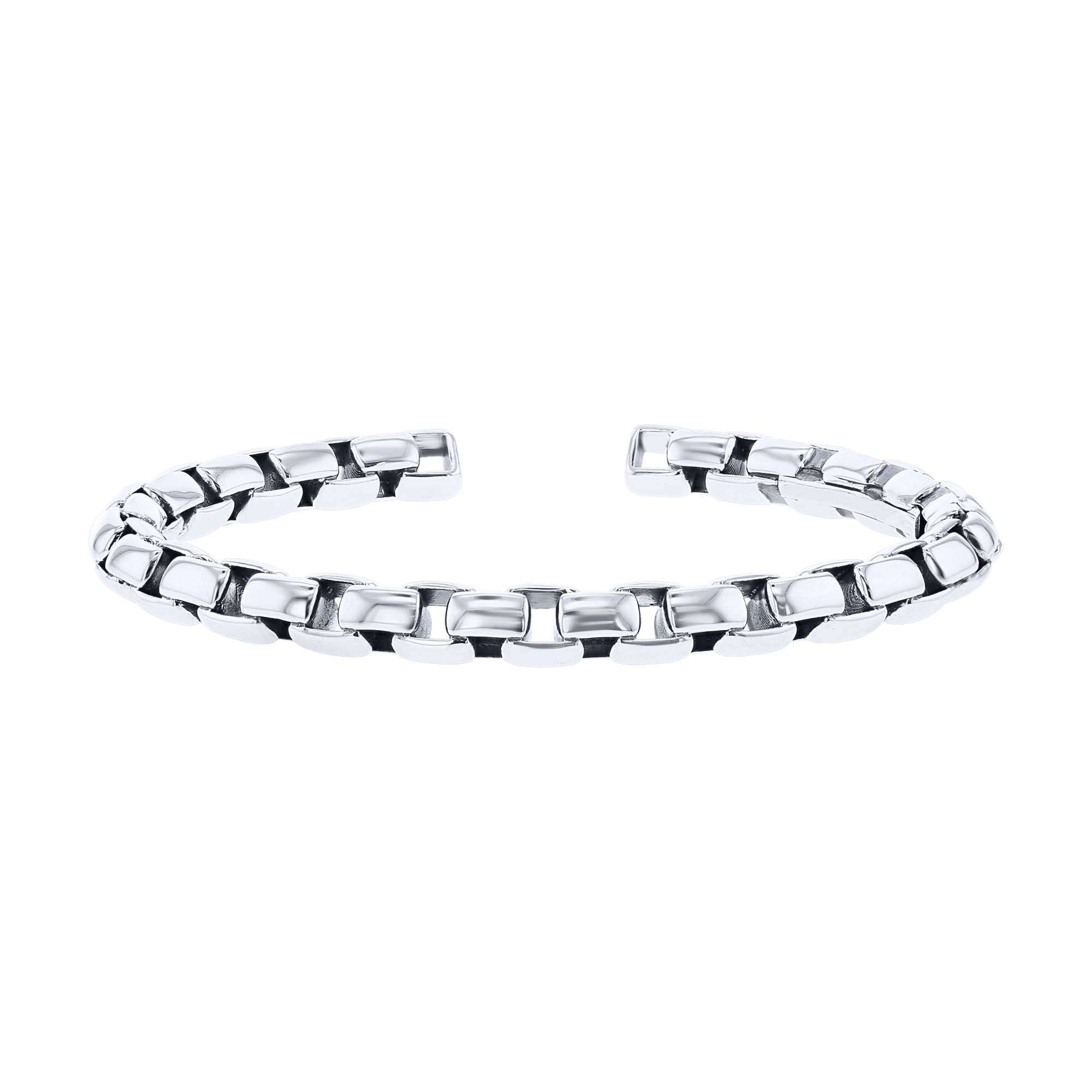 Silver Box Chain Cuff Bracelet