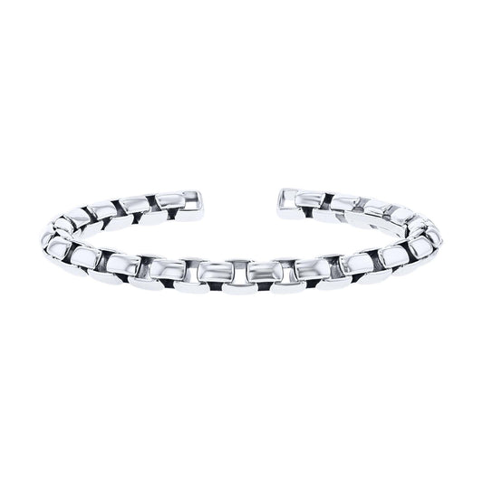 Silver Box Chain Cuff Bracelet