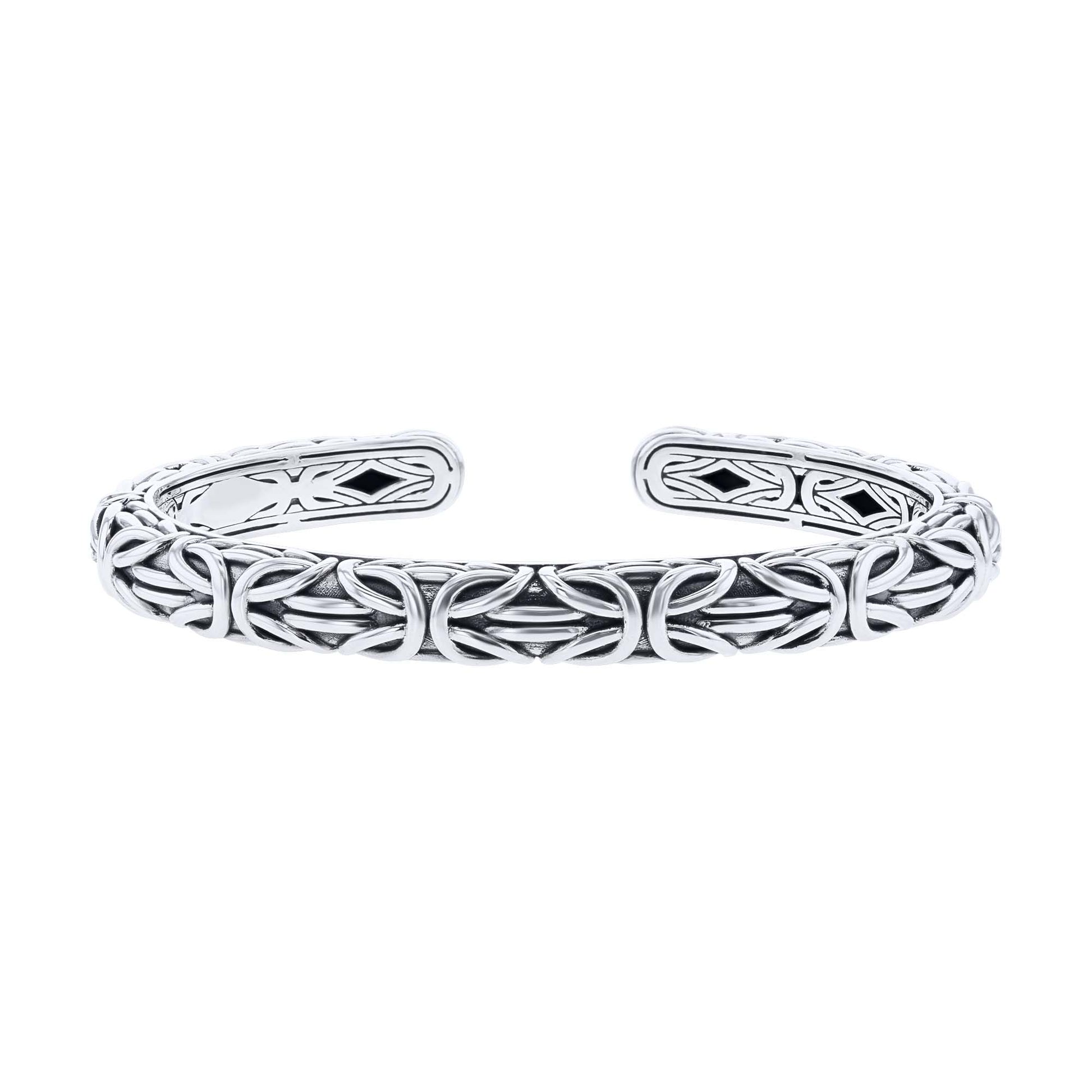 Silver Byzantine Chain Cuff Bracelet