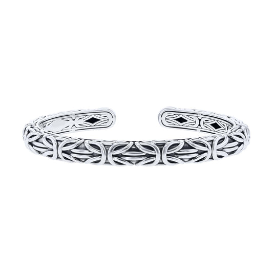 Silver Byzantine Chain Cuff Bracelet