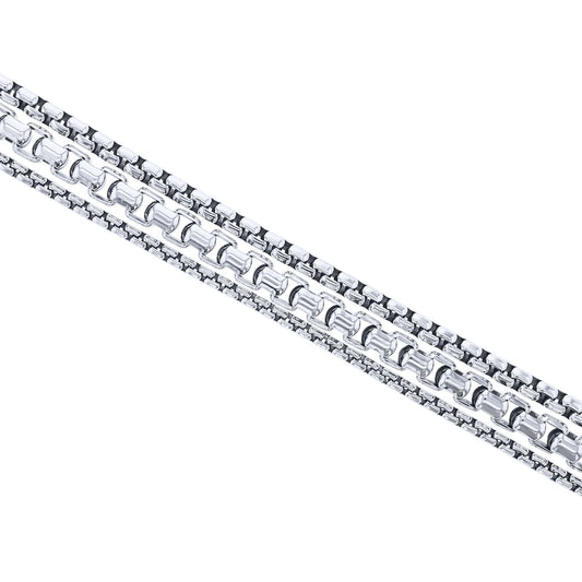Silver Kerri Triple Box Chain Bracelet