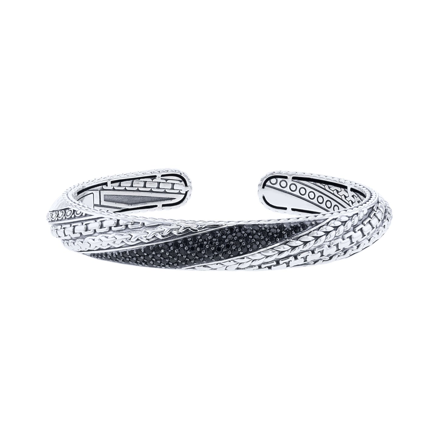 Silver Wolfe Black Spinel Cuff Bracelet