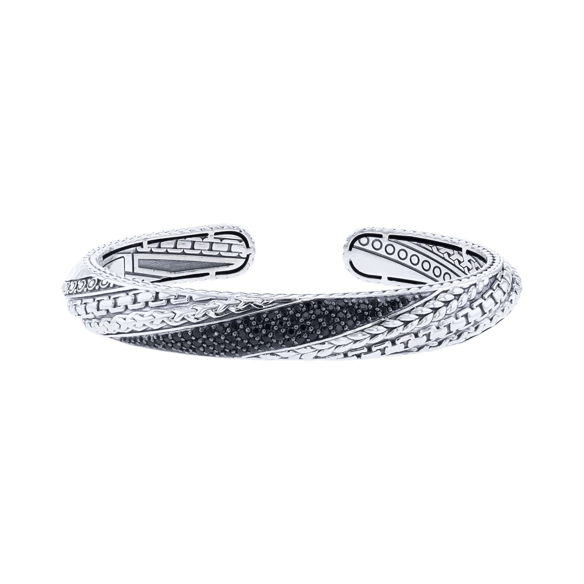 Silver Wolfe Black Spinel Cuff Bracelet