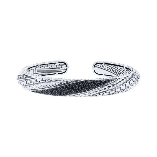 Silver Wolfe Black Spinel Cuff Bracelet