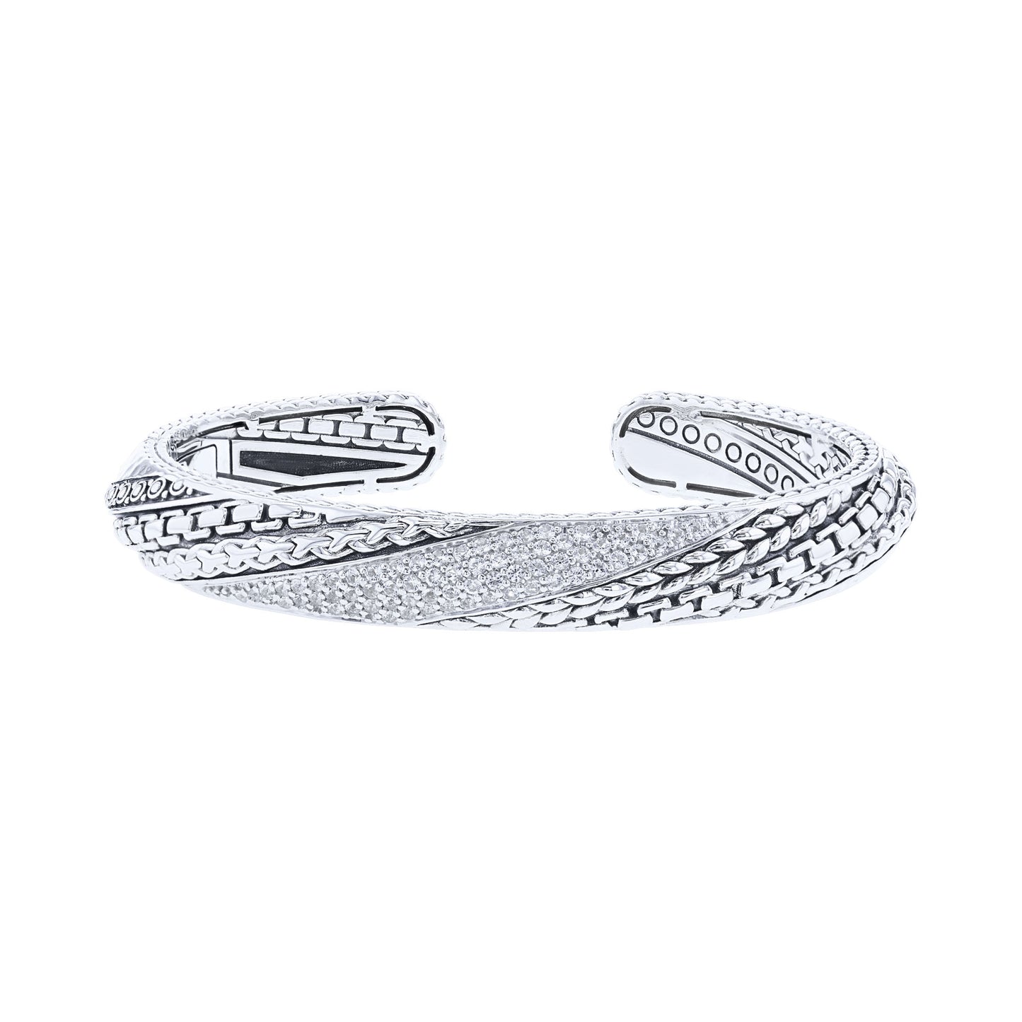 Silver Wolfe White Topaz Cuff Bracelet