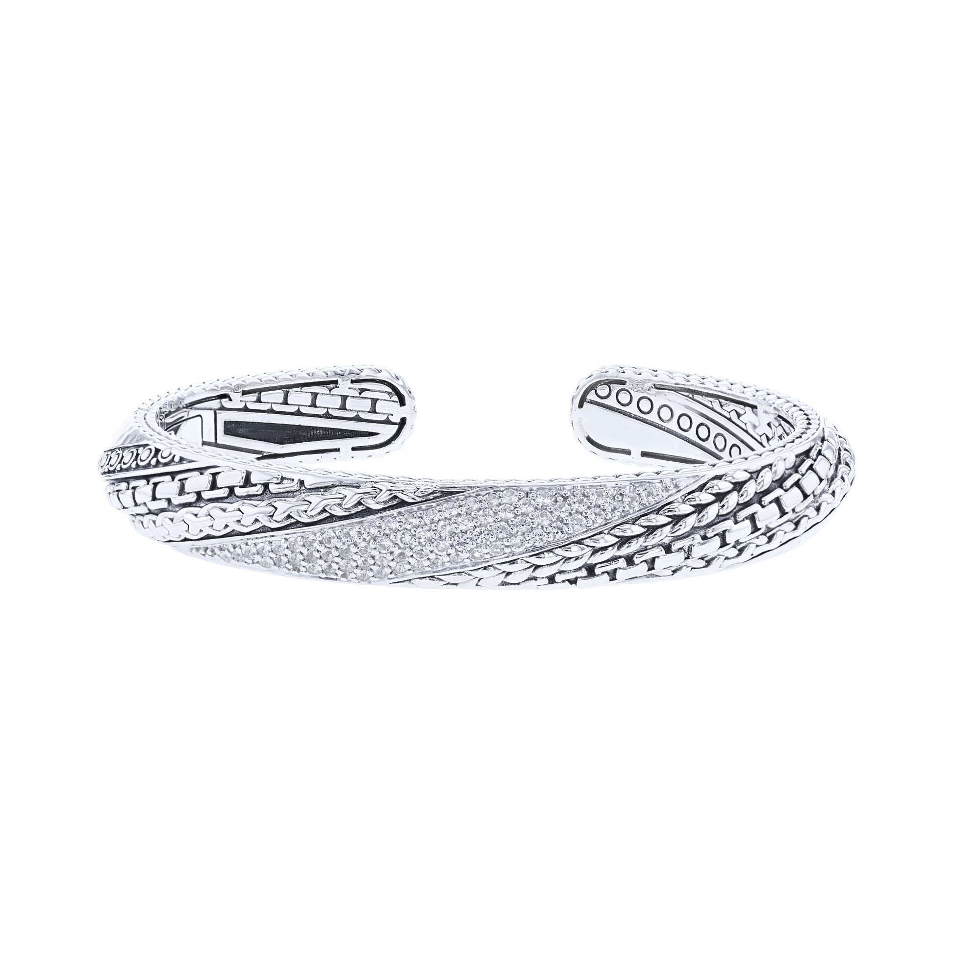 Silver Wolfe White Topaz Cuff Bracelet