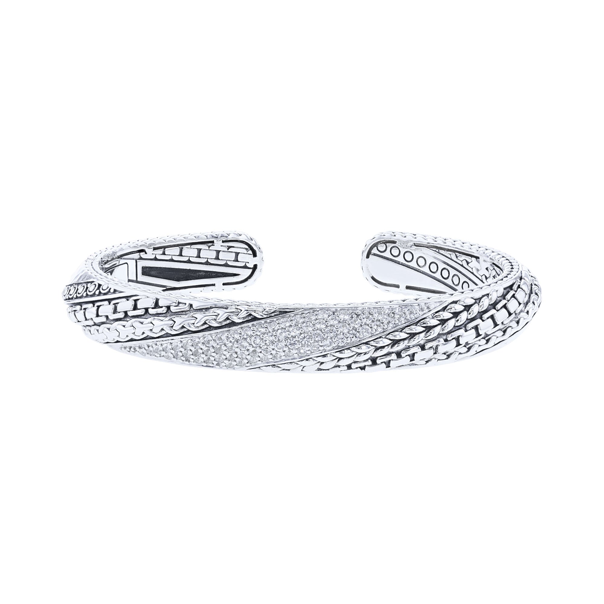 Silver Wolfe White Topaz Cuff Bracelet