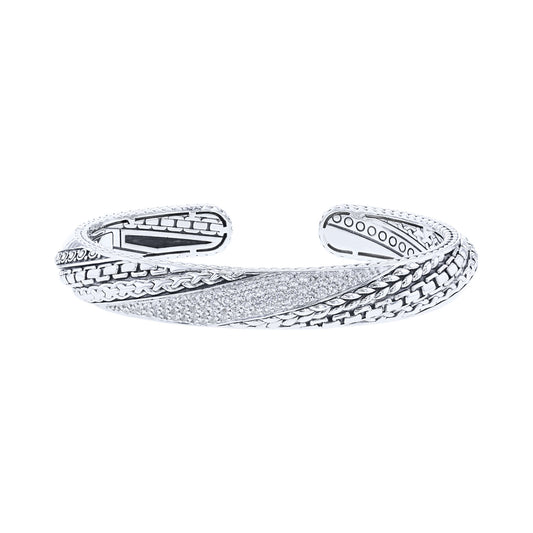 Silver Wolfe White Topaz Cuff Bracelet