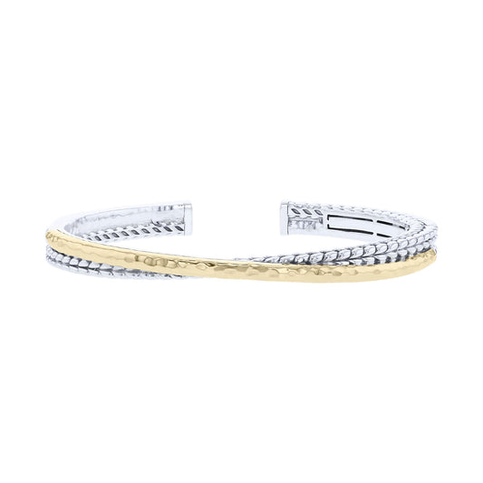 Cate Silver & Gold Crossed Cuff Bracelet