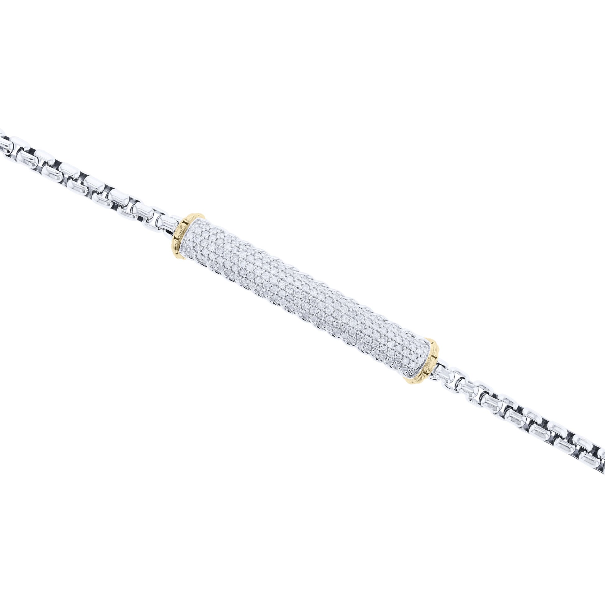 Musa Silver & Gold Pave Bar Diamond Bracelet