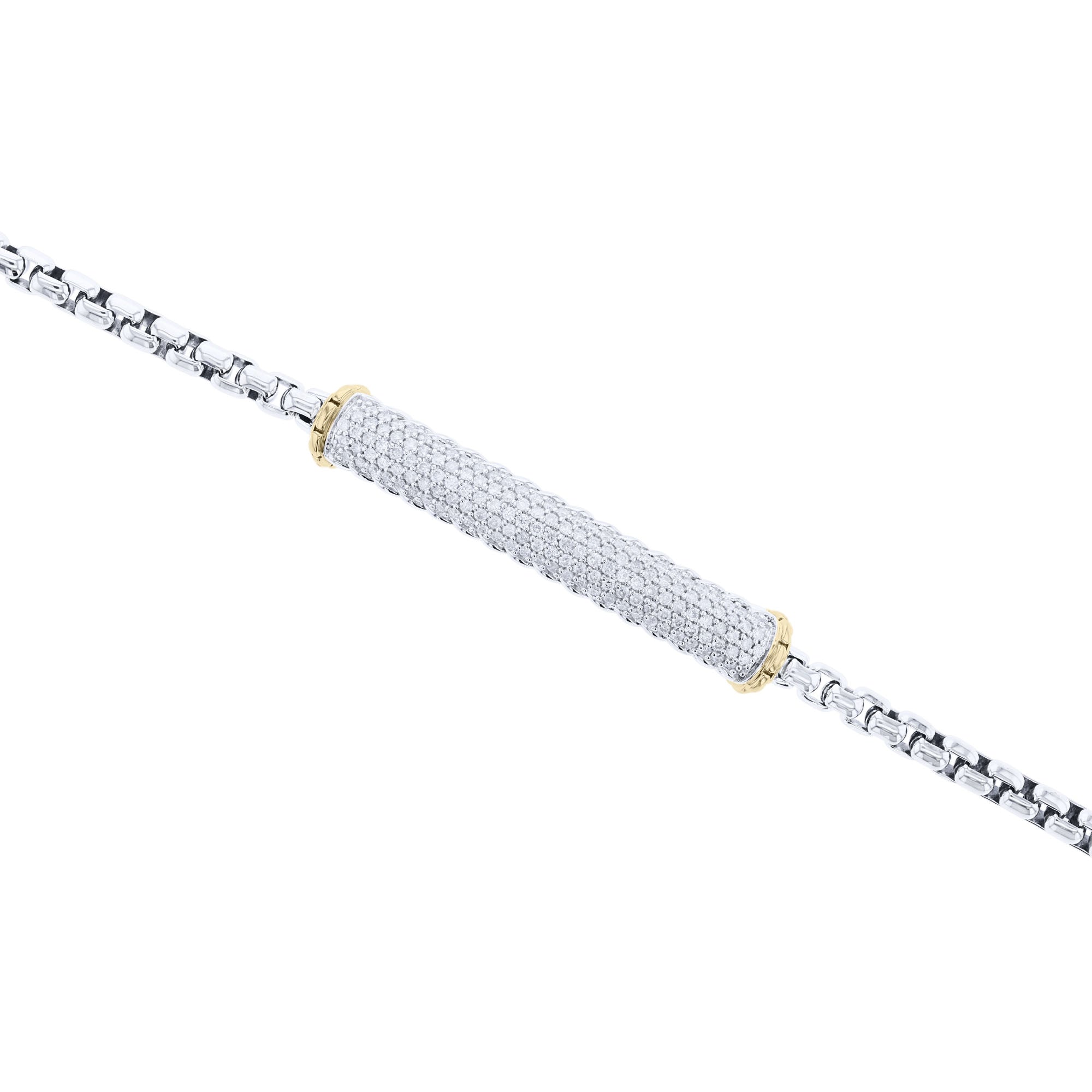 Musa Silver & Gold Pave Bar Diamond Bracelet