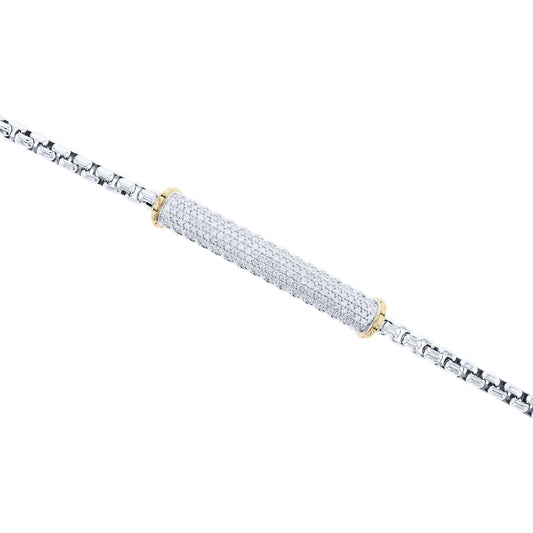 Musa Silver & Gold Pave Bar Diamond Bracelet