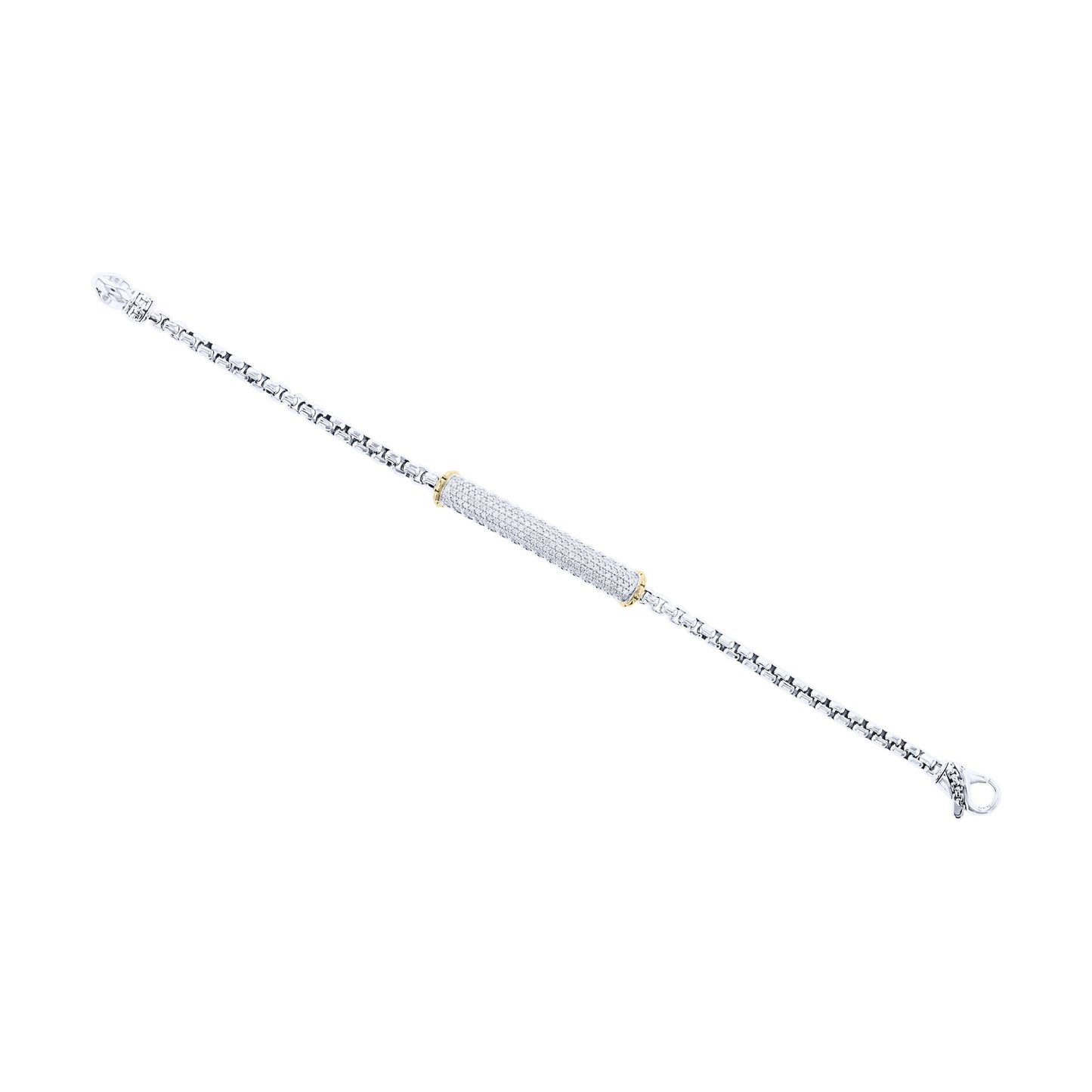 Musa Silver & Gold Pave Bar Diamond Bracelet