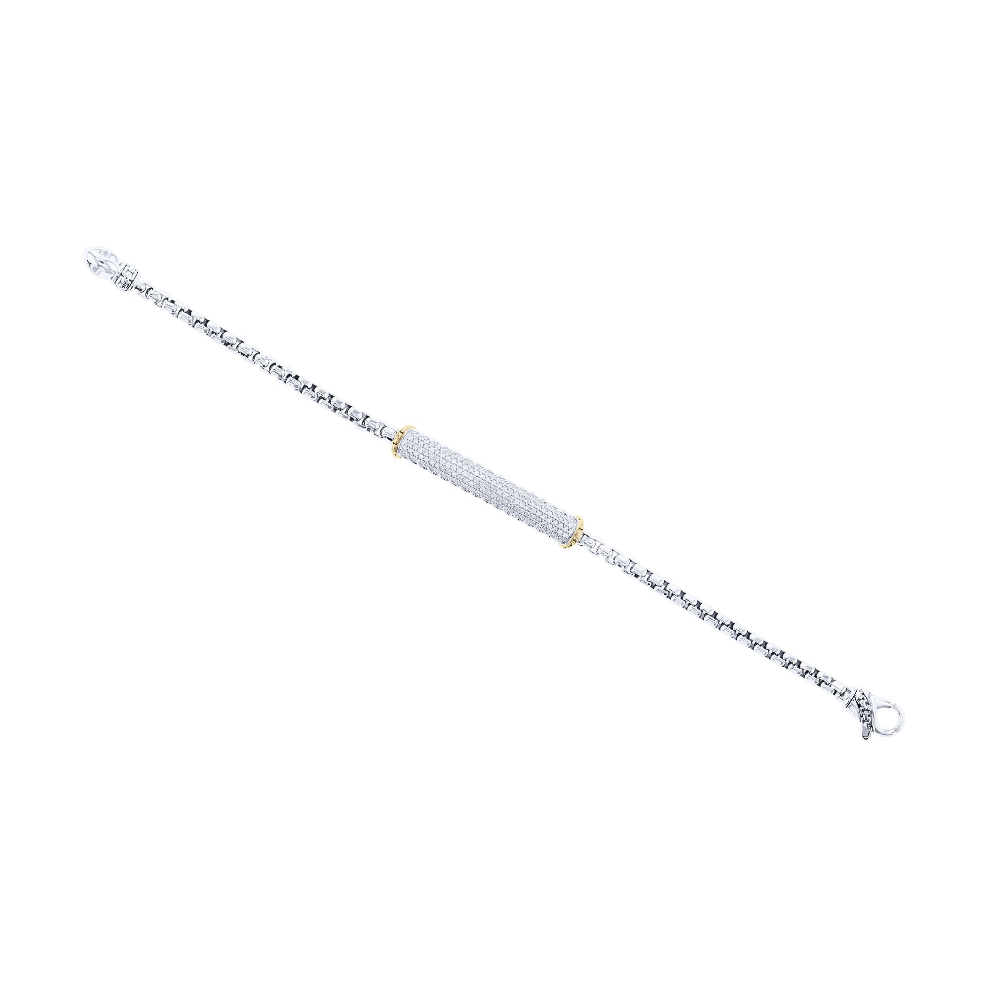 Musa Silver & Gold Pave Bar Diamond Bracelet
