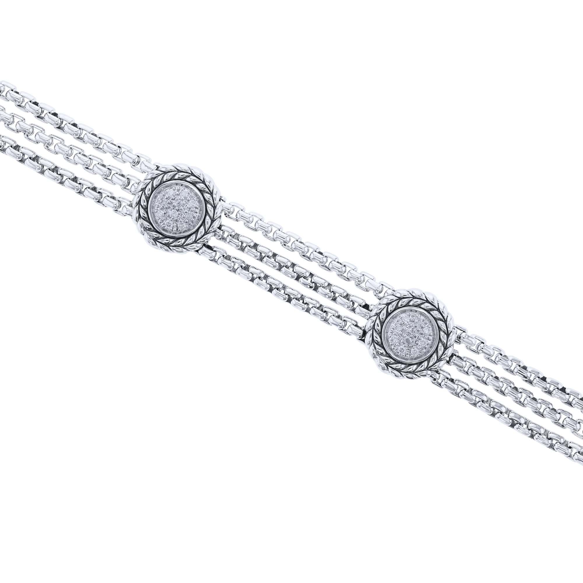 Silver Kenna Pave Diamond Station Bracelet