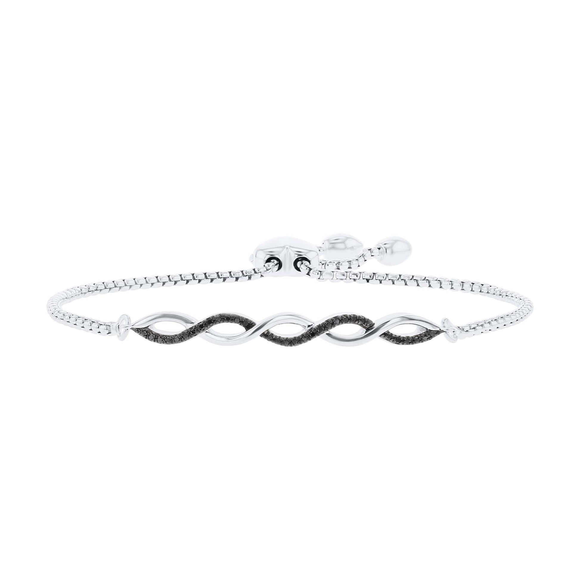 Silver Infinity Black Diamond Bracelet