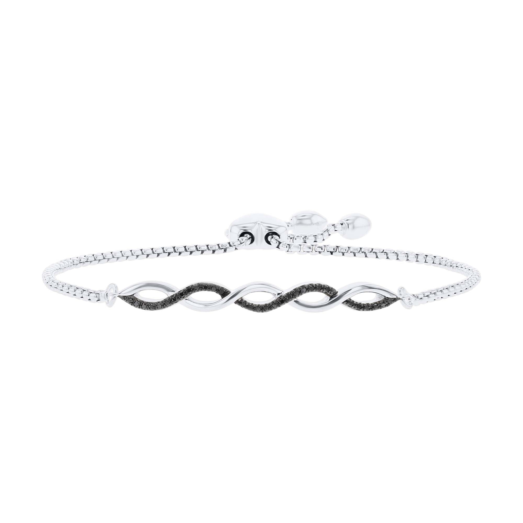 Silver Infinity Black Diamond Bracelet