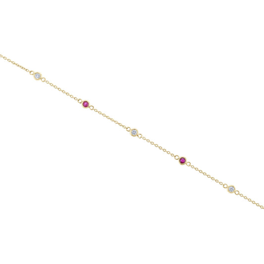 Orchid Ruby & Diamond Bezel Chain Bracelet